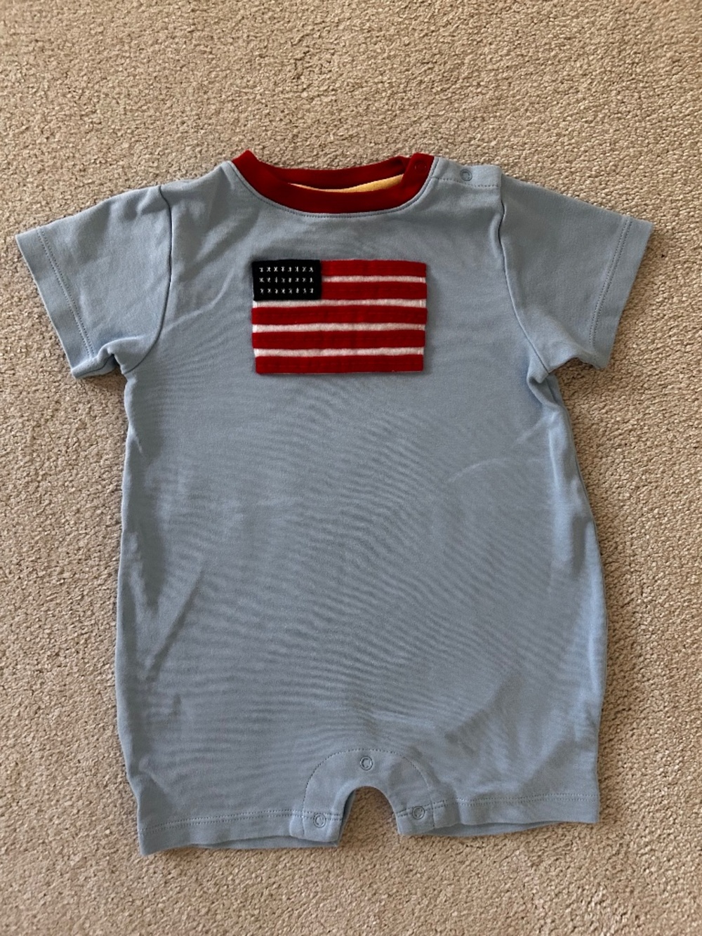 Bella Bliss 24m flag applique romper pima cotton